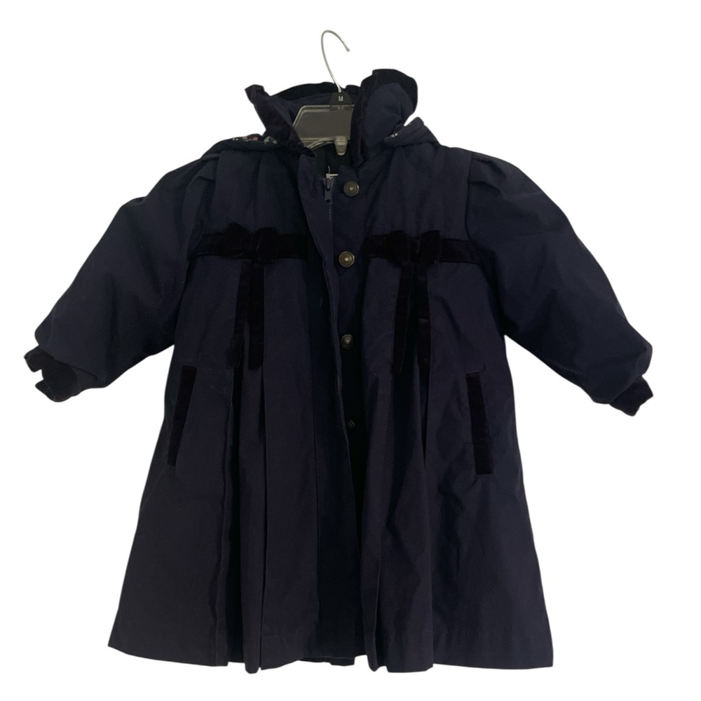 Rothschild Blue Winter Coat with A-Line Silhouette and High Collar